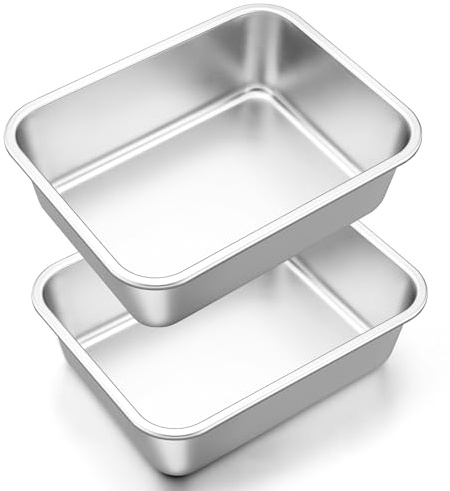 Onader Lasagneform, 25,4 x 20,3 cm, tief, Set mit 2 rechteckigen Backformen aus Edelstahl