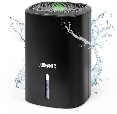 Duronic DH06 BK Luftentfeuchter, Leiser Entfeuchter für 5-10m² Räume, Kleiner Kondenstrockner mit 0,8 Liter Wassertank, 23 Watt Raumentfeuchter gegen Schimmel, Gegen Kondenswasser im Schlafzimmer