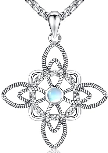 Friggem Collana Nodo Della Strega, Ciondolo Nodo Celtico Nodo della Strega in Argento Sterling 925 Collana Donna Gioielli Amuleto Regali per Uomo Donne