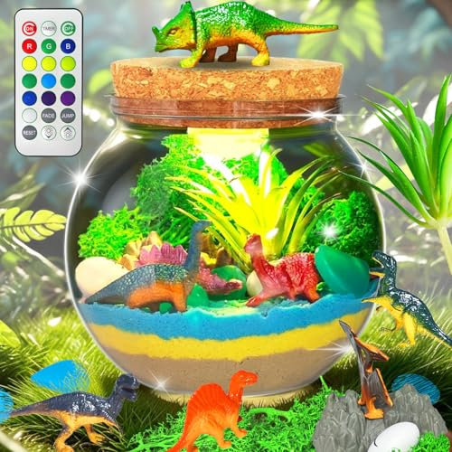 Dinosaurier Terrarium Set, Dino Geburtstagsgeschenk Junge ab 6-12 jahre | Geschenk Junge Geburtstag, Basteln Sie Ihr Eigenes Dinosaurier Spielzeug Weihnachts- und Ostergeschenk für Kinder