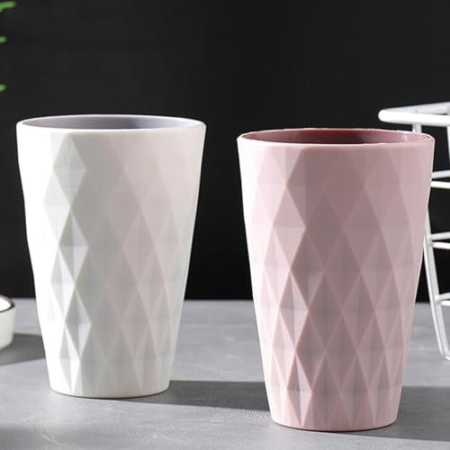Yemiany Bicchiere Porta Spazzolino, 2 Pezzi Bicchieri Plastica Rigida, Bicchieri Porta Spazzolini, 450ml/15.8oz Robusto e Resistente Alla Caduta, Adatto ad Adulti, Ragazzi e Bambini, Rosa + Bianco