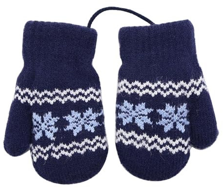 HLYWEI 0-3 Jahre Baby Winter Hängende Handschuhe Fäustlinge Warm Kinderhandsche Fausthandschuh mit Schnur Outdoor Winterhandschuhe Strickhandschuh für Jungen Mädchen