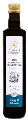 Bio Schwarzkümmelöl ungefiltert, hoher Thymochinon Gehalt, 500ml, frisch | Hoher Thymochinon Gehalt, 1. Kaltpressung, Täglich frisch gepresst, Ägyptische Nigella Sativa, Mit Öko-Strom hergestellt