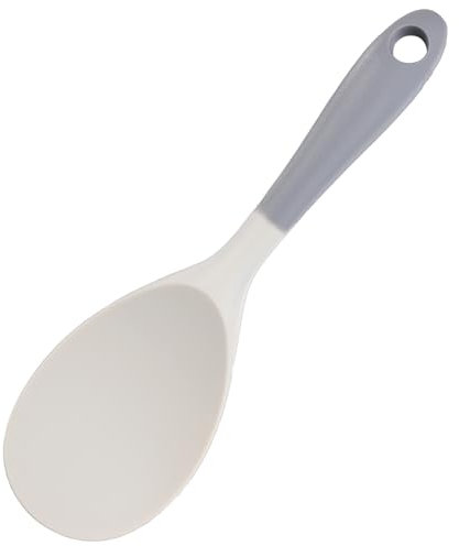 Cucchiaio da riso in silicone, antiaderente, resistente al calore, spatola da cucina per riso, utensile da cucina, paletta per insalate, purè di patate (grigio)