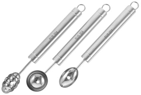 Cabilock 3pezzi Cucchiai in Acciaio Resistente Per Palline Di Melone e Gelato Porzionatori Versatili Con Manico Antiscivolo Facili Da Pulire Per Frutta e Dessert