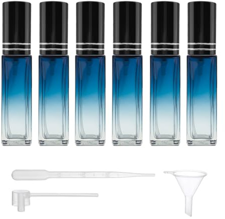 QlyYea Atomizador Perfume Recargable, 6 Piezas 10 ml Vaporizador Perfume, para fiestas, cita, viajes, vacacione (Azul)