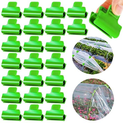 Wopanxye 24pcs 19mm Garden Hoops for Netting, Greenhouse PVC Tube Clip for 18-20mm Poles, Garden Buildings Shading Net Rod Tube Clip Film Row Fixing Cover Tunnel Hoop Clips, Non-Slip, Green