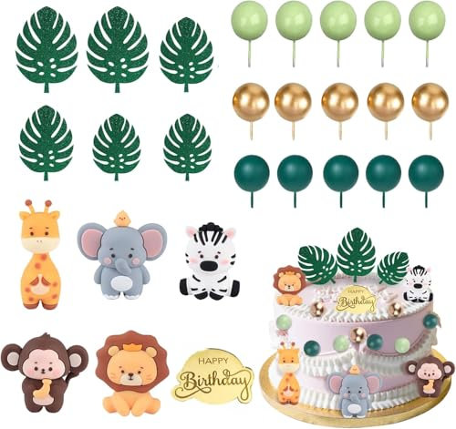 27 PCS Decorazioni per Torte Animali, Animali Cake Topper, Cake Topper Animalis Safari, Decorazioni per Torte Bosco, Cake Toppers Animalis Bosco, Adatto feste di compleanno bambini