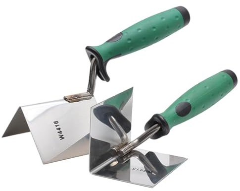 2pcs/set Corner Trowel, 80 x 60 mm Stainless Steel Inner and Outer Corner Trowel, Edge Trowel with Comfortable Grip, Corner- Spatula Lining Plastering Trowel Angled Hand Tool for Home and Industrial