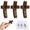 Cruz de madera con patrón, regalos de aliento Cross My Heart para protección de mano, cruces de madera, regalos para aliviar el estrés con bolsa de organza, cruz de bolsillo para regalo religioso para