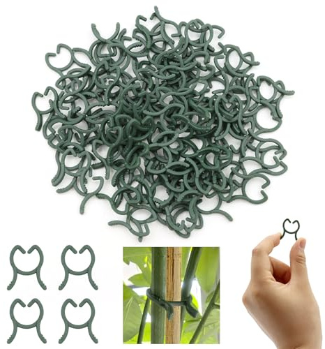 VEGCOO 200 Stück grüne Pflanzenclips - Wiederverwendbare Pflanzenklammern, ideale Kletterhilfe und Rankhilfe für Tomaten und andere Gemüsesorten, Pflanzenc lammern für alle Gartenbedürfnisse (M)