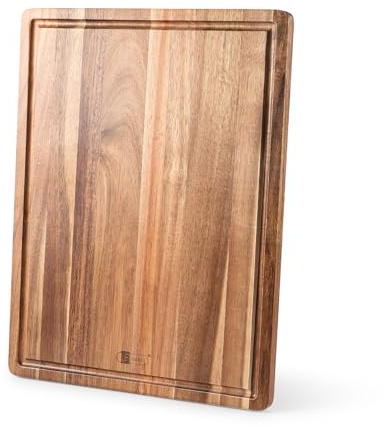 Hackbretter Schneidbrett mit Saftrille aus Akazienholz 40 x 30 x 1.8 cm Holzschneidebrett Dicke Holzbretter Küche mit Saftrille Geburtstag Geschenke für Mama Papa