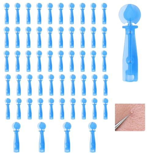 Amazleer 100 Stück Professionelle Mitesserentferner Werkzeuge, Einweg Komedonenentferner Set, Akne Pickel Ausdrücken Tool, Ideal für Tiefenreinigung Hautpflege (blau-100Pcs)