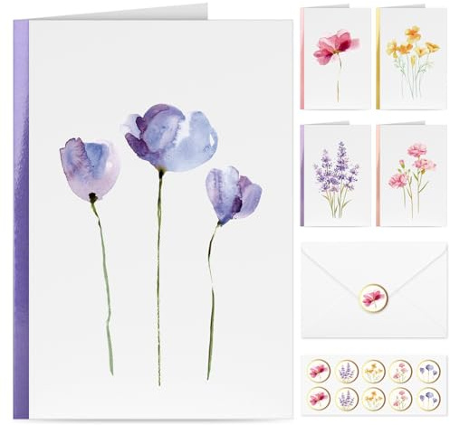 Scheful Blank Cards and Envelopes, 30 Pack Blank Greeting Cards, Elegant Blank Note, Perfect Bulk Stationary Set For All Occasions, 5 Assorted Floral Designs, 4 x 6