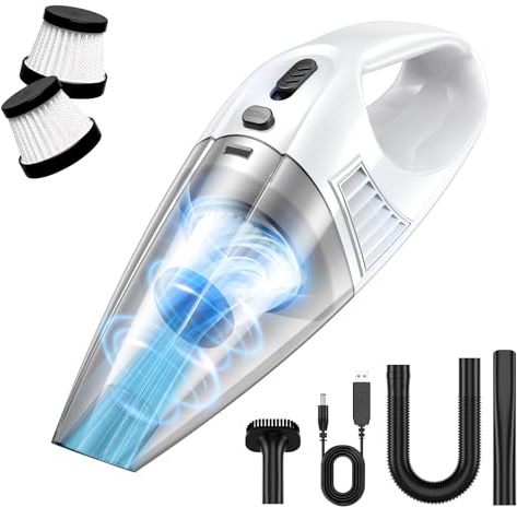 Handheld Vacuum Cleaner, Powerful Cordless Car Vacuum Cleaner with 2 Filters, Lightweight Hand Held Vacuum Cordless with Multi Nozzles Portable Rechargeable Mini Handheld Vacuums for Car Home Pet Hair