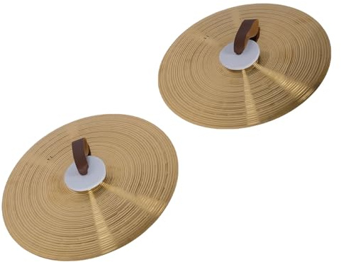 SEAFRONT 2pcs Platillos de Placas de Aleación Platillos de Batería de Mano con Correa Manual de 14 Pulgadas Mejoran el Rendimiento para las Bandas de la Marcha de los Estudiantes de