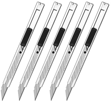 5 x Professionelle Cuttermesser, 9mm Abbrechklingen, 60 Grad Folienmesser, Teppichmesser, Grafikmesser, ideal für Folien, Tapeten, Basteln, Kartonboxen (30 Grad)