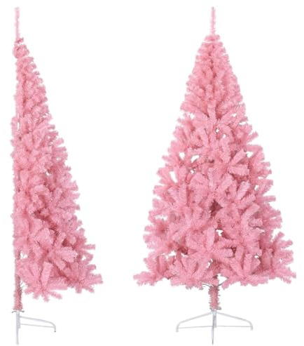 GecheerMedio árbol de Navidad Artificial con Soporte PVC Rosa 210 cm