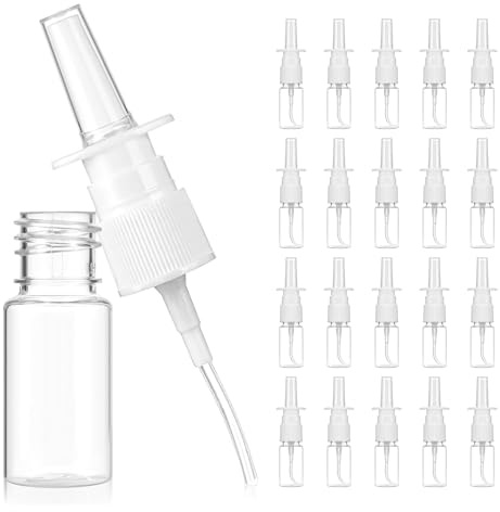 20 Pièces Flacons de Spray Nasal Vide 10 ml, Plastique Flacon PulvéRisateurs de Voyage Rechargeables, Vaporisateur Atomiseurs pour CosméTiques, Parfum, Huiles Essentielles, Fine, Mini (Transparent)
