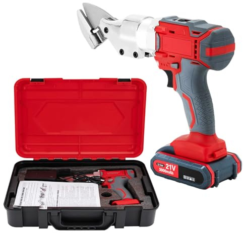 21v Cordless Sheet Metal Shear, Heavy Duty Electric Tin Snips Cutter Scissor W/Batteries, Brushless Corrugated Metal Roofing Cutting Tool, For Cutting Of Iron, Aluminum, Stainless Steel