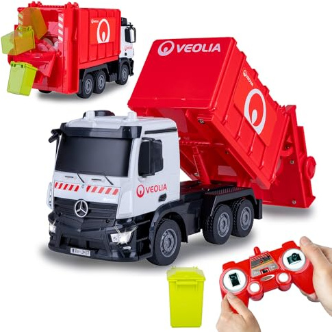 JAMARA 408305 Autocarro della Spazzatura Mercedes-Benz Antos 1:26 2,4 GHz – Giocattolo Camion della Spazzatura dai 6 Anni in su, per Bambini radiocomandato, RC Toys, Regalo per Bambini, bidone della
