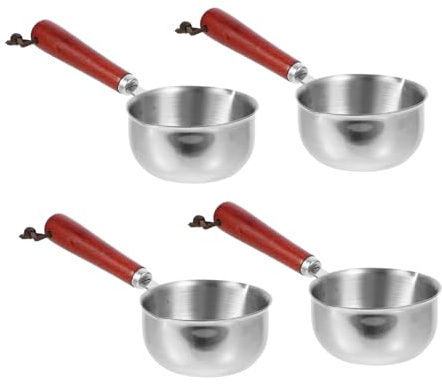 PRETYZOOM Lot De 4 Mini-Marmites En Acier Inoxydable Avec Couvercle Graduées Pour La Fabrication De Bougies Avec Beurrier Tasse À Mesurer Petite Casserole À Lait Cuiseur À Nouilles