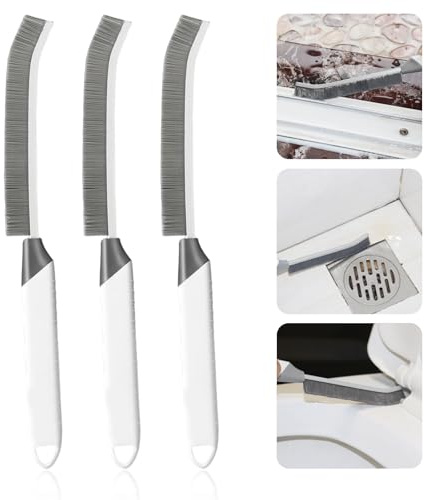 CREVICE Thin Cleaning Brush Set - Gap Cleaning Tools, Multi-Purpose Hard Bristle Grout Scrub Brushes & Grout Cleaner Brush for Deep Scrubbing in Kitchen, Bathroom, Toilet, Sink Gap 3Pcs