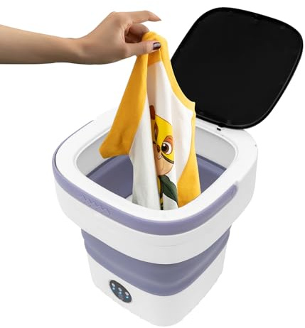 Mini lavatrice pieghevole portatile – lavatrice pieghevole da 12 l con funzione di centrifuga e 2 modalità di lavaggio, lavatrice portatile da campeggio con cestello di scarico per viaggi, studenti