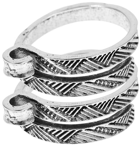 JOINPAYA 2 Piezas Anillo de Tejer de Metal Plateado, Herramienta de Guía de Hilo para Crochet y Costura, Anillo de Bucle para Dedos, Accesorio Portátil para Manualidades y Tejido
