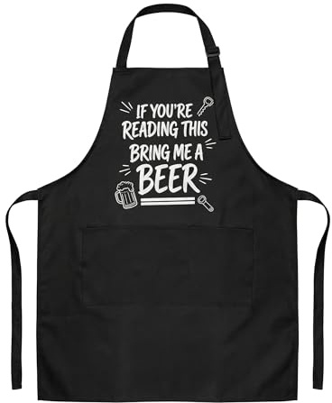 DINSAGE BBQ Apron for Men Funny Aprons for Men with Pockets, Adjustable Mens Cooking Apron Durable Waterproof, BBQ Gifts for Men Dad Husband, Kitchen Cooking, Grill Party (BEER)