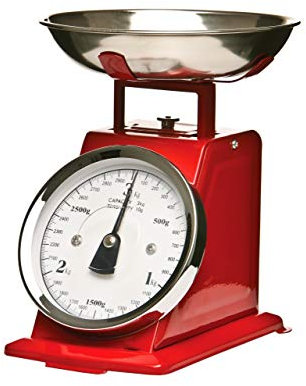 PREMIER Housewares 0807229 Bilancia da Cucina in Acciaio Inossidabile, 3 kg, Rosso