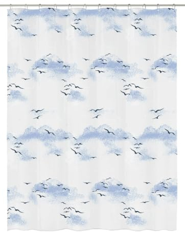 Kleine Wolke Duschvorhang PVC Sky Polarblau 180 x 200 cm | Vinylmaschinenwaschbar
