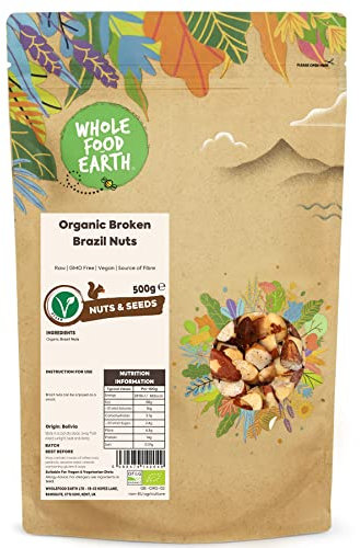 Wholefood Earth Organic Broken Brazil Nuts – 500g | Raw | GMO Free | Vegan | Source of Fibre | Certified Organic