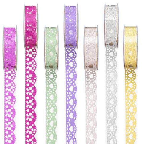 moinkerin 7 Rotoli Nastro Glitterato Nastro Adesivo Colorato Washi Tapes Passamaneria per fai da te Arti e Mestieri Creazione di Biglietti per Scrapbooking Decorazione,1.8 * 100cm