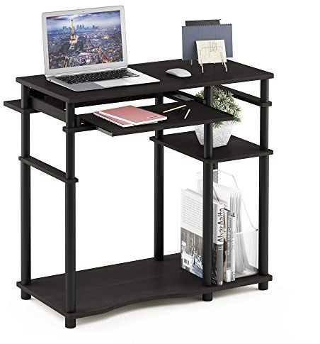 Furinno Abbott Computer Desk, Writing Desk with Bookshelf, Espresso/Black