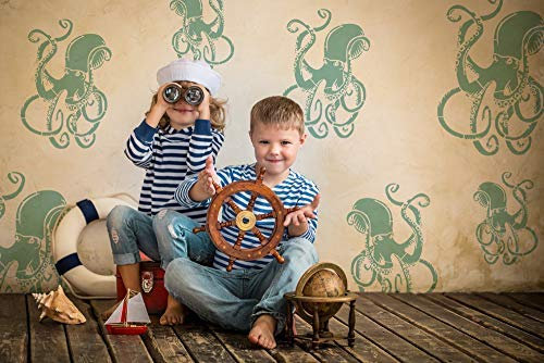Oktopus Schablone Nautisch unter See Heim Dekoration Kunst Handwerk Schablone/Schablone Verschiedene Größen Farbe Leinen Kunst, Wände, Stoffe, Möbel Wiederverwendbare Schablone - XXL/ 77X110CM