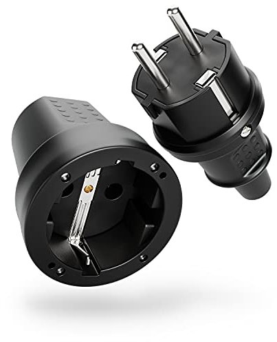 ABSINA Spina di contatto di protezione, accoppiamento - Spina di contatto di protezione in gomma, accoppiamento con protezione antipiega, 2 poli, 250V, 16A, 3,7kW, IP44