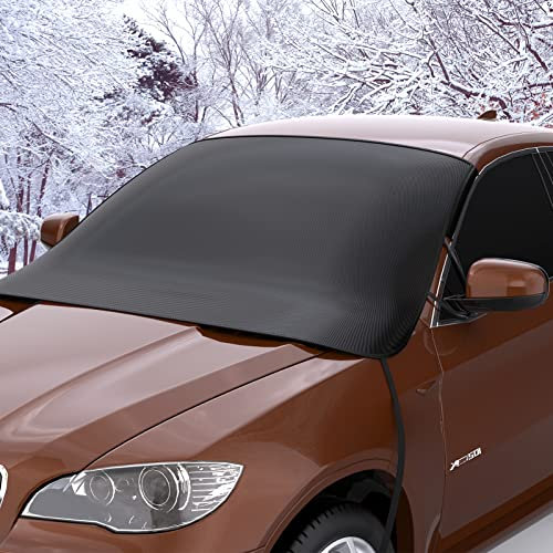 Car Windscreen Cover Frost Protector, Car Windshield Cover for Winter Magnetic Windscreen Protector with Elastic Hooks Perfect Resists Frost Snow Ice Sun UV Dust- Fits Most Cars, SUV(175x120 cm)