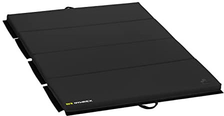 Gymrex GR-FM_19 Weichbodenmatte 200 x 120 x 5 cm faltbar Schwarz Turnmatte klappbare Turnmatte Gymnastikmatte faltbar