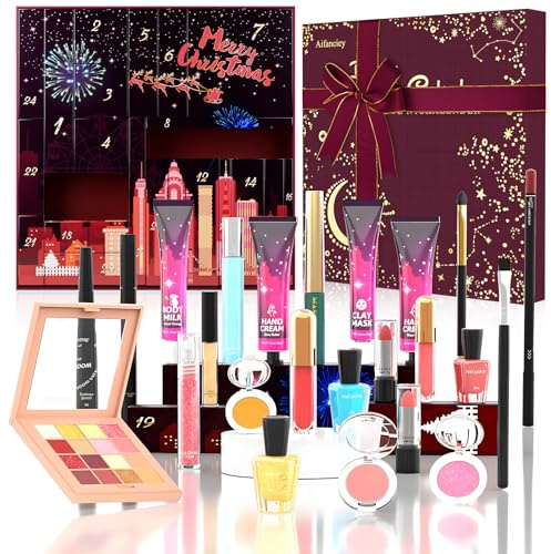 Aifanciey Beauty Adventskalender 2023-24 Ausgewählte Einzigartige Hautpflege Kosmetik, Überraschungs Beautyprodukten für Frauen Teenager Mädchen, Make-up Sets Geschenke für die Adventszeit