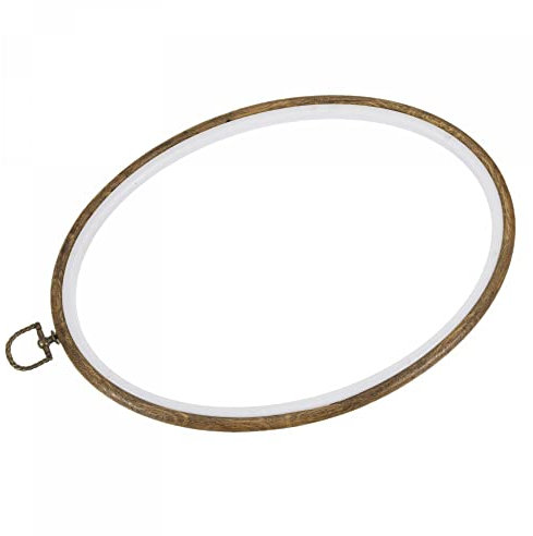 sourcing map Embroidery Hoop Frame 11x8 Inch Oval Imitated Wood Cross-Stitch Ring for Art Craft Sewing Ornament