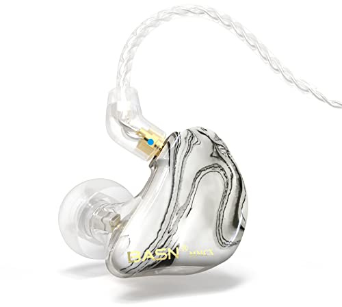 BASN MMCX - Auricolari in-ear a triplo driver con bassi ricchi, HiFi Stereo IEM con cavi staccabili aggiornati per audiofili musicisti (bianco porcellana)