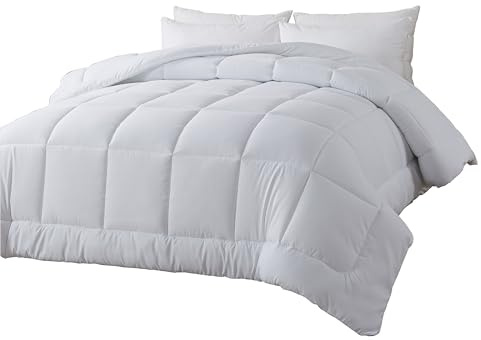 BedTreat Edredón de plumón Alternativo con pestañas en Las Esquinas, edredón Ligero Acolchado de Verano, tamaño Individual, 140 g/m², Color Blanco, Ropa de Cama de Microfibra Lavable a máquina