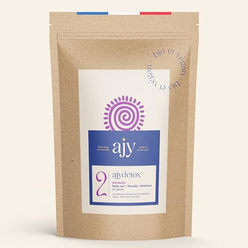 AJYDETOX BIO | Complément alimentaire digestion & detox foie | Artichaut, Radis noir, Pissenlit & Maltodextrine | 60 gélules, 1 mois