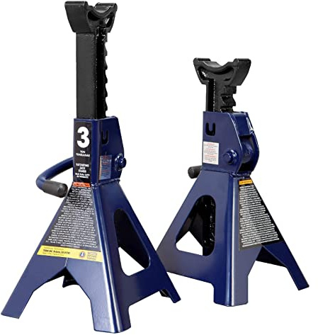 Big RED AT43202UR Torin Steel Heavy Duty Tall High-Lifting Jack Stands for All Automotive: 6,000 lbs (3 Ton) Capacity - 1 Pair, Blue