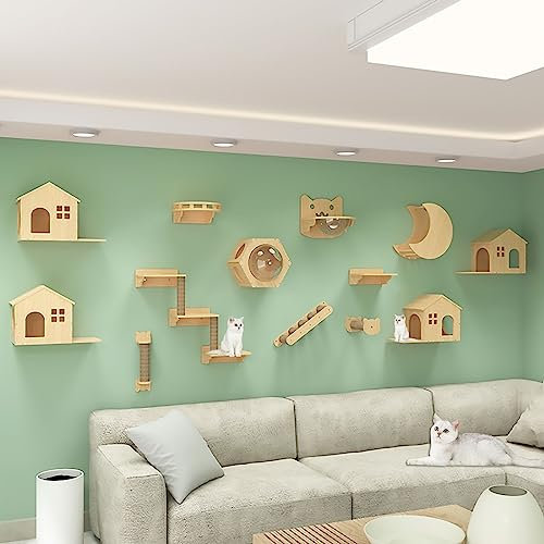 IMIDIA Katzenwandparkour, Katzen Kletterwand Set für Große Katzen Kletterwand, Nehmen Keinen Platz EIN, Katze Wandelement für Wände, Katzennest, Krabbelgestell, Raumkapsel (Size : S2-17PCS)