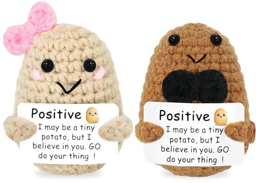 Meanju 2 Stück Positive Potato,Kreative Strickwolle Kartoffel Puppe,Pocket Hug Positive Kartoffel,Kreative Plush Plushie,Mutmacher Geschenk,Mutmacher Kartoffel Pocket Hug Geburtstagsgeschenk