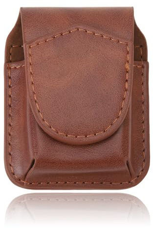 Support pour Briquet en PU avec Boucle de Ceinture, étui pour Briquet avec Boucle Magnétique, Support de Pochette fabriqué à la Main, Pochette de Ceinture, Sac de Taille, (BROWN)