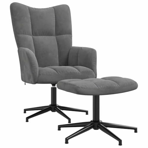 vidaXL Relaxsessel mit Hocker Dunkelgrau Samt