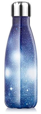 Edelstahl Trinkflasche Vakuum Isolierte Wasserflasche Premium Thermosflasche Isolierflasche 24 Std. Kalt und 12 Std. Heiß für Sport, Fitness, Fahrrad, Yoga,Outdoor, Camping (Galaxie Blau, 350ml)